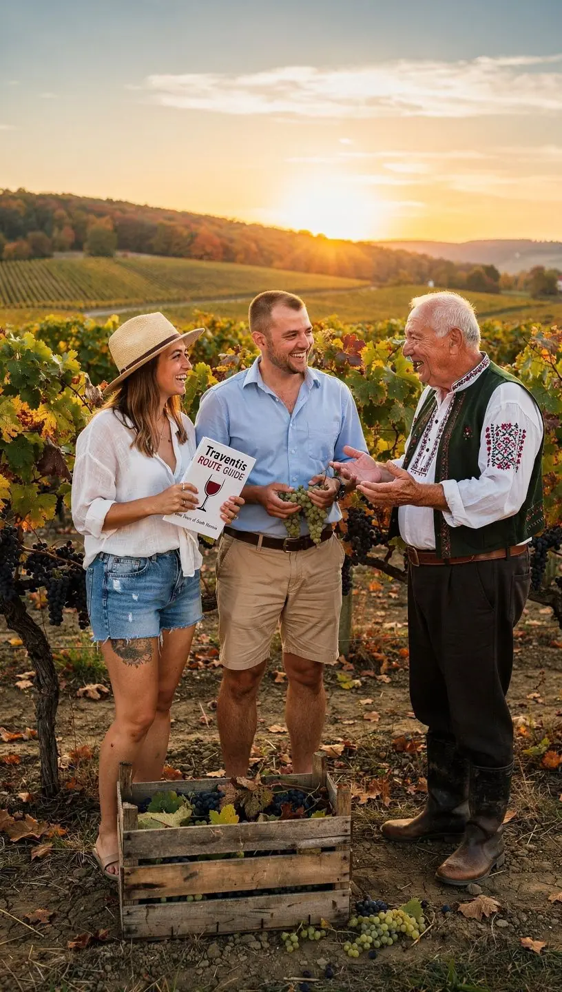 Pohled na malebnou vesnici s tradičními chalupami a květinovými zahradami.